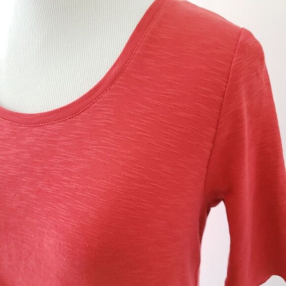 J. Jill Pima Cotton Dipped-Hem Tunic Red Seamed Border Women XS Extra Small - Picture 4 of 8